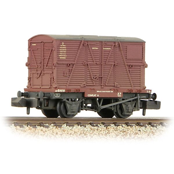 Graham Farish Conflat Wagon BR Bauxite (Early) with BR Crimson BD Container [W,