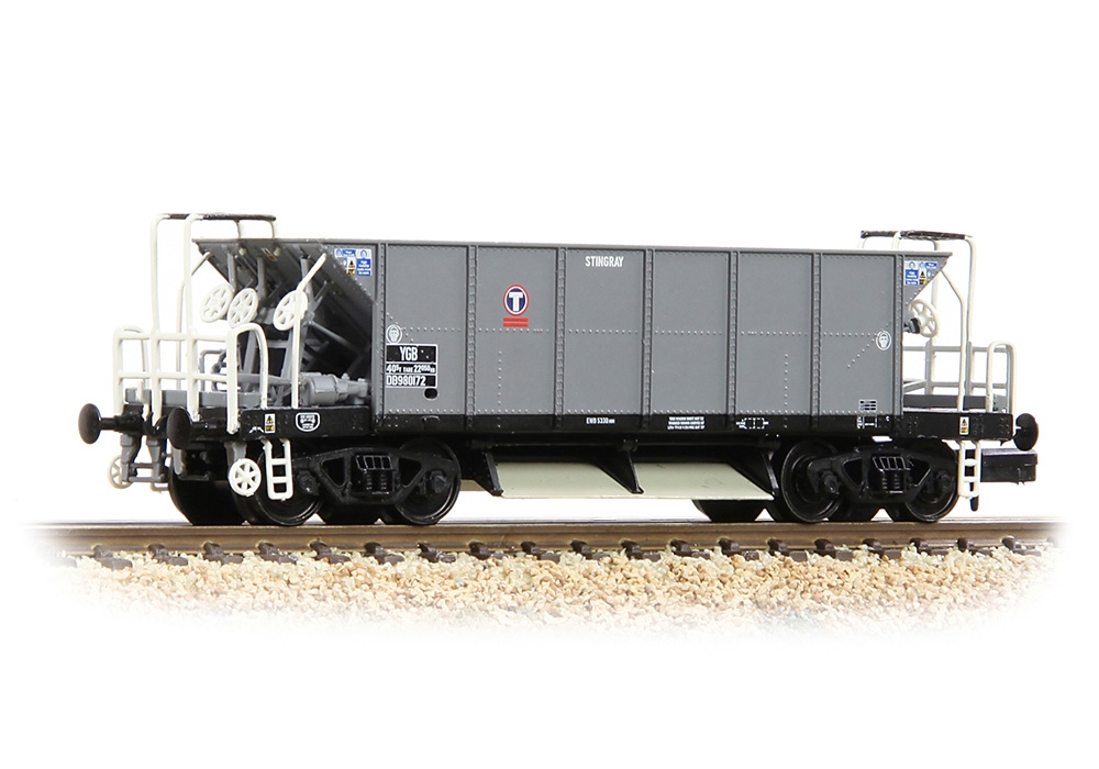 Graham Farish 377-006 BR YGB 'Stingray' Bogie Hopper Wagon Transrail Grey No. DB980172