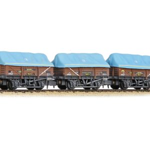 Graham Farish 377-491 5 Plank China Clay 3-Wagon Pack BR Bauxite (TOPS) with Tent Canopy No.B743029, B743367 & B743806 - Weathered
