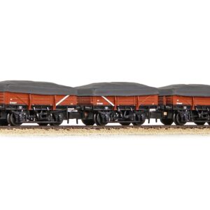 Graham Farish 377-492 5 Plank China Clay 3-Wagon Pack BR Bauxite (Early) with Flat Canopy No.B743073, B743077 & B743081